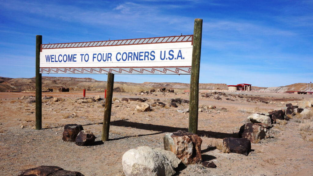 View of a welcome sign to Four Corners U.S.A.