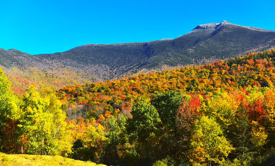 View of the Mount Mansfield during autumn season