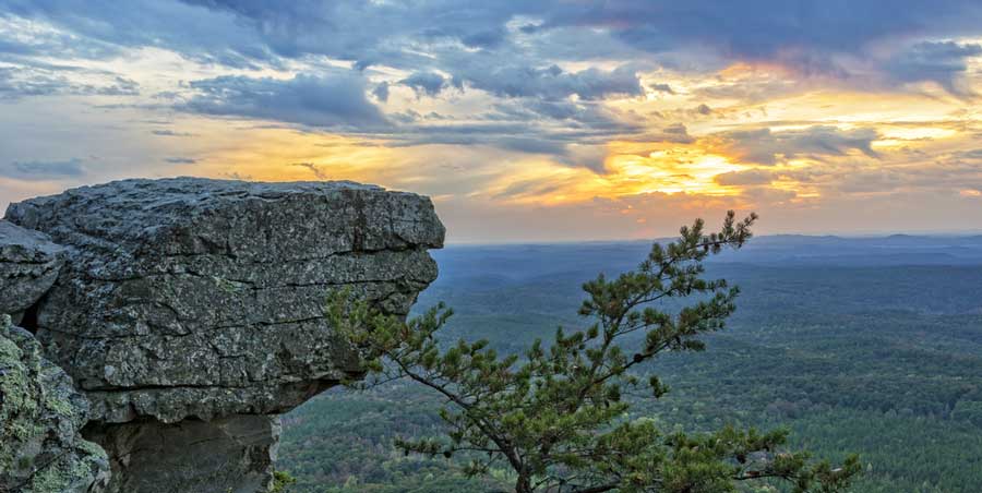 View of sunset over the Cheaha Mountain