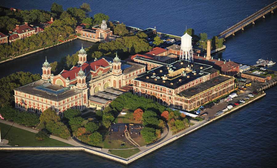 Aerial view of the Ellis Island in New York City