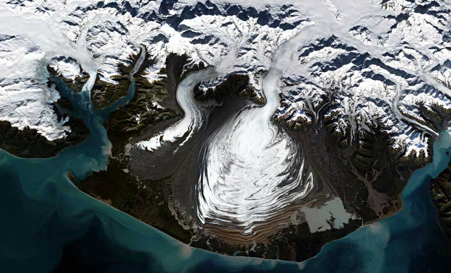 The Malaspina Glacier in Wrangle-St. Elias National Park from space