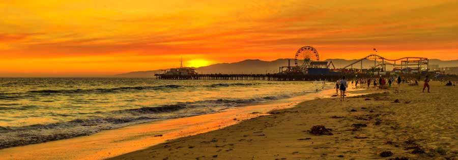 View from the Santa Monica Pier during sunset