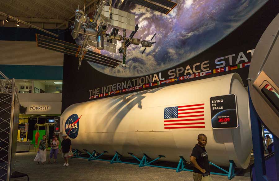 An exhibition inside the Space Center Houston