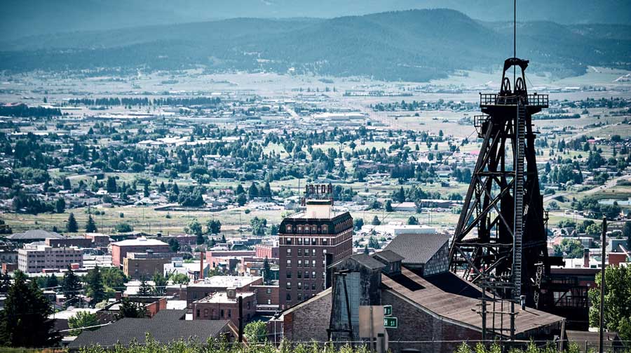 Overlooking view of the Butte, Montana