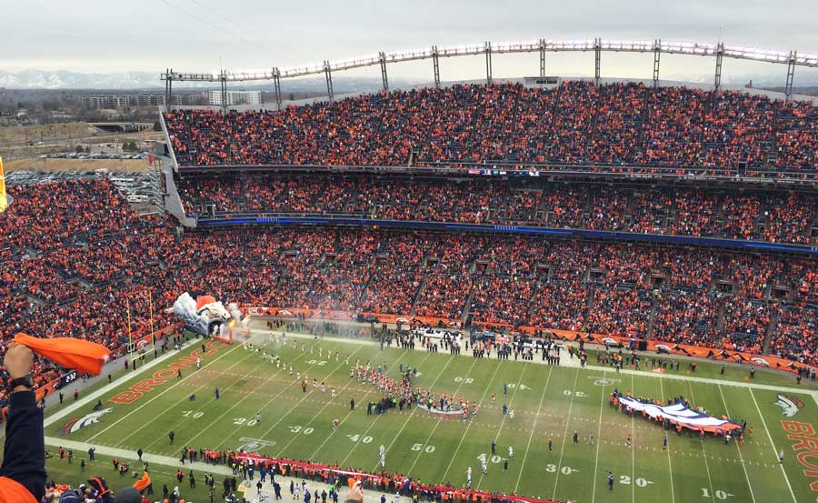 People watching the Denver Broncos game in Colorado