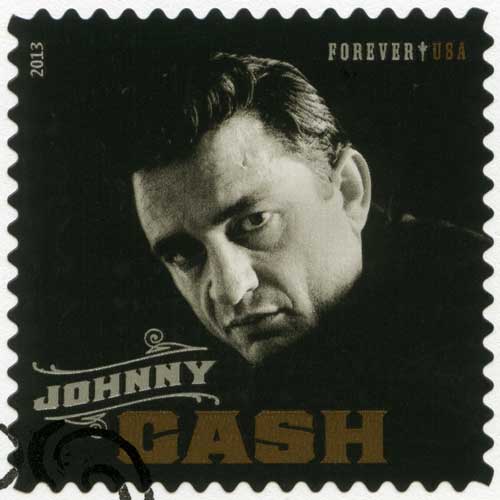 Johnny Cash on a postage stamp in Arkansas