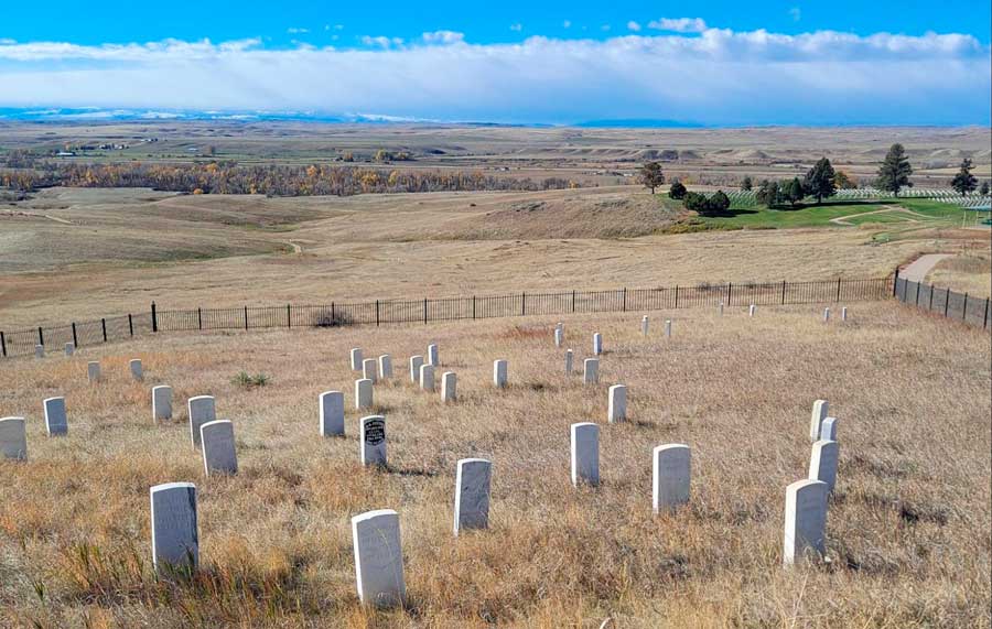 Clear blue sky over the Little Bighorn Battlefield National Monument