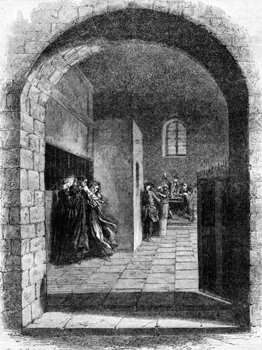 An illustration of the Old Newgate Prison