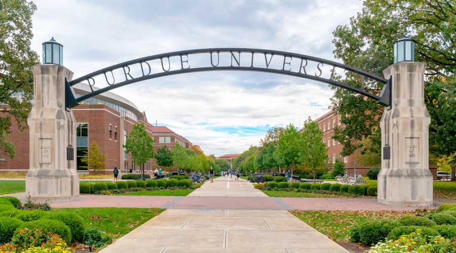 View from the entrance of Purdue University