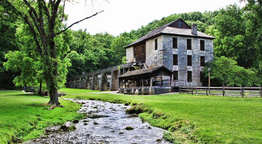 A water flowing at the Spring Mill State Park