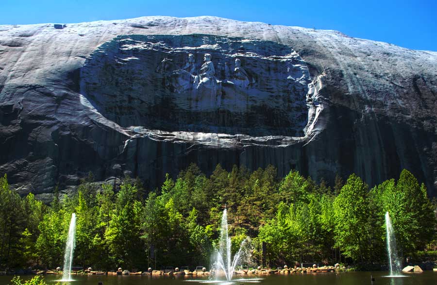 The Stone Mountain under the clear blue sky in Georgia