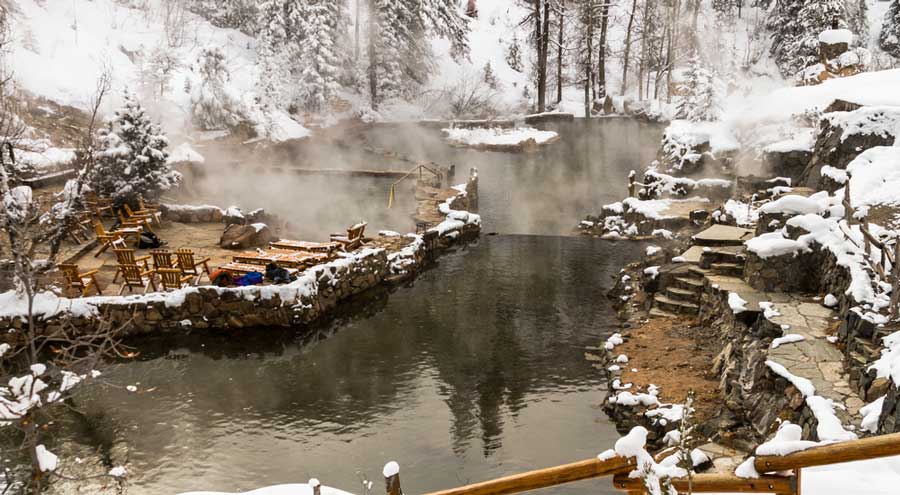 View from the Strawberry Park Hot Springs during winter