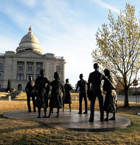 View of a monument at the The Little Rock Nine