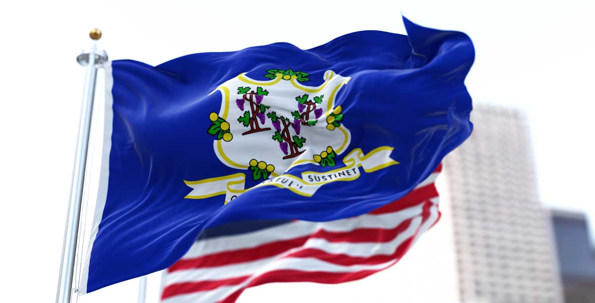 The state flag of Connecticut, one of the things Connecticut is known for