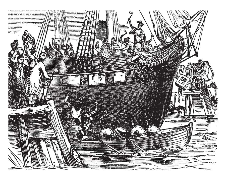An illustration of the Boston Tea Party