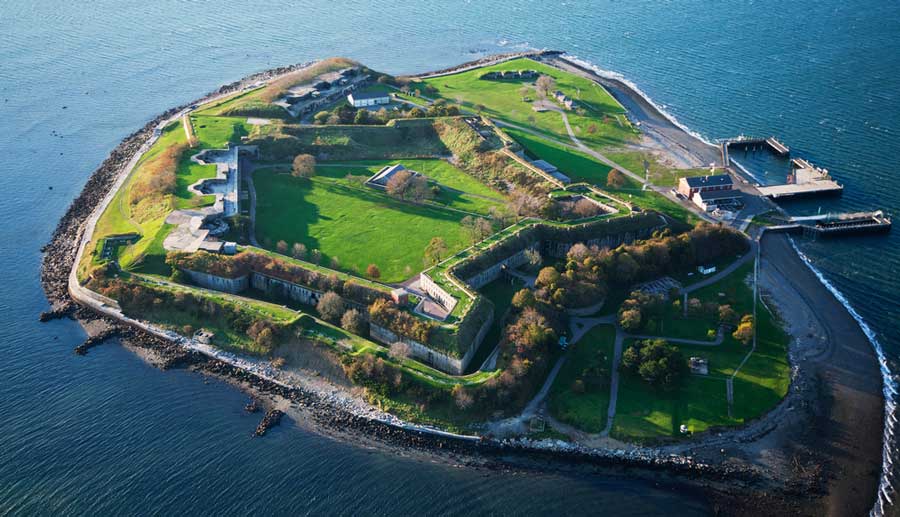 Aerial view of the Georges Island Winter Fortress