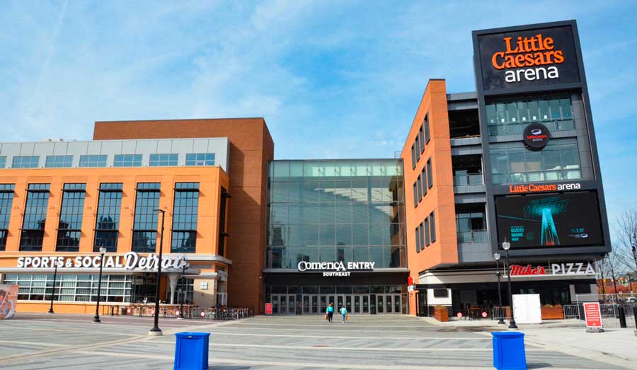 The Little Caesar’s Arena building from the outside