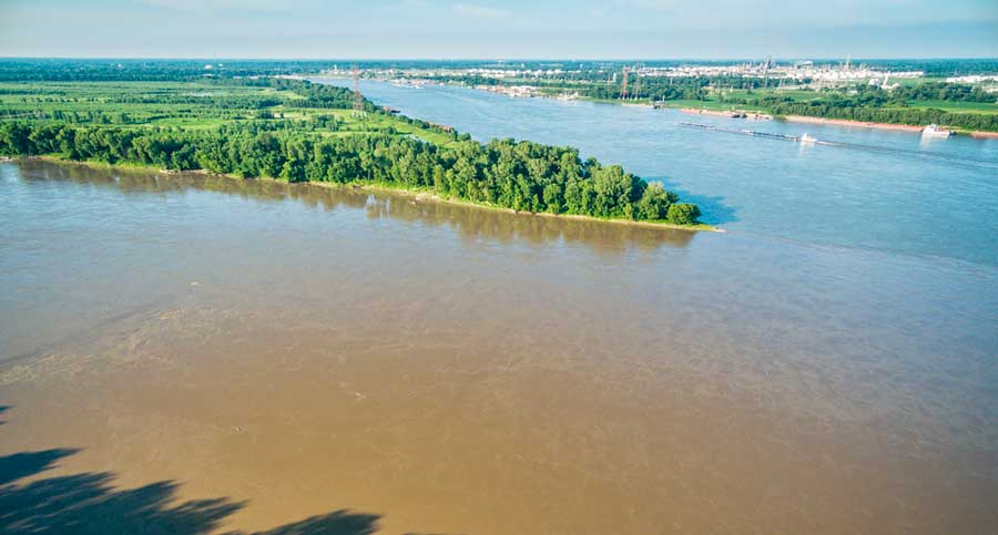 Aerial view of the Mississippi Rivers