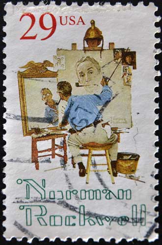 Norman Rockwell on a postage stamp
