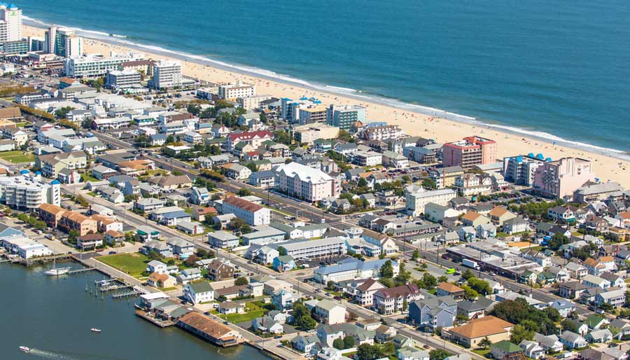 Aerial view of the Ocean City in Maryland