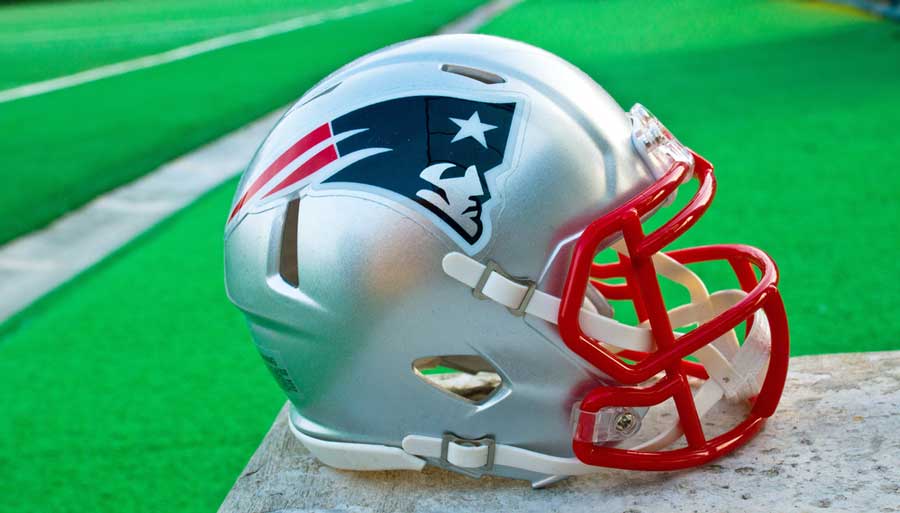 A helmet used by the New England Patriots team