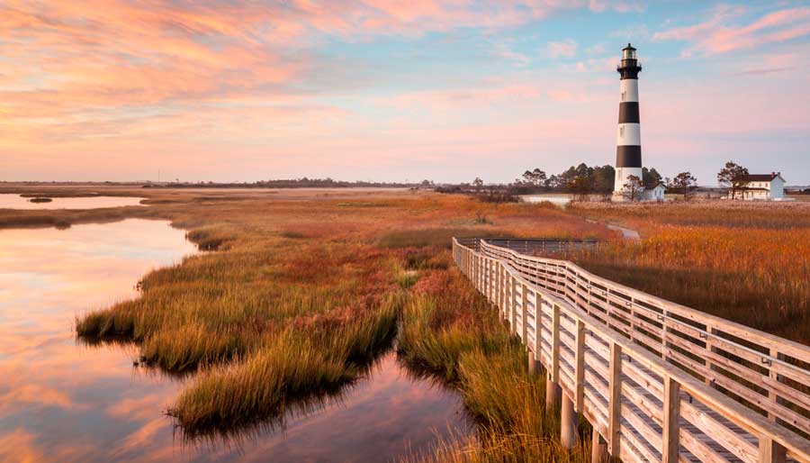 View of the Bodie Island Lighthouse from afar