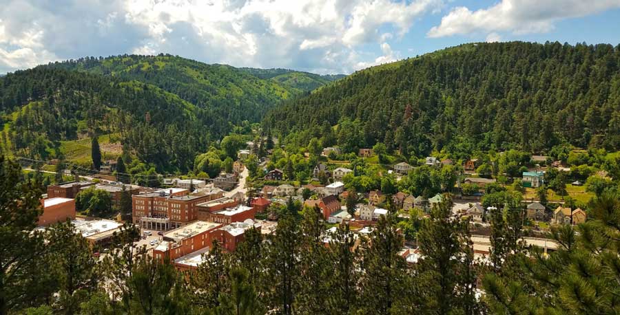 Aerial view of houses in Deadwood town