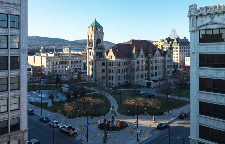 Overlooking view of the Lackawanna County Courthouse Square