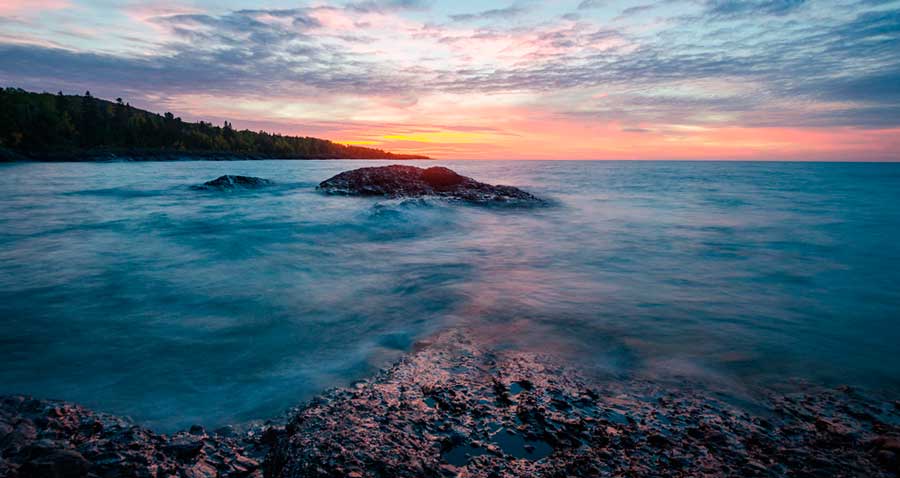 Colorful sunset over the Lake Superior