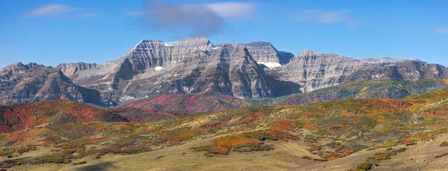 The Mount Timpanogos under the clear blue sky