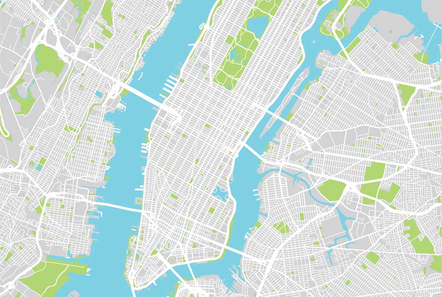 View of the vector map of New York City Metropolitan Area