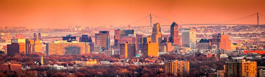 Panoramic view of Newark during sunset