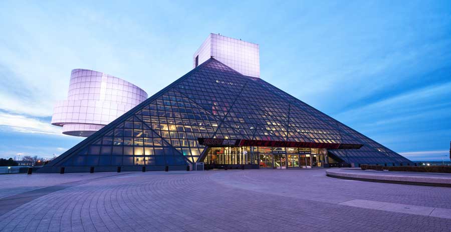 The Rock and Roll Hall of Fame building from the outside