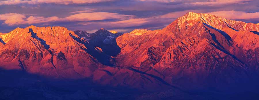The Sierra Nevada Mountains during sunset