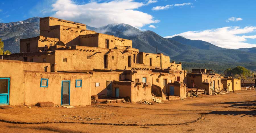 Ancient dwellings in Taos Pueblo, New Mexico