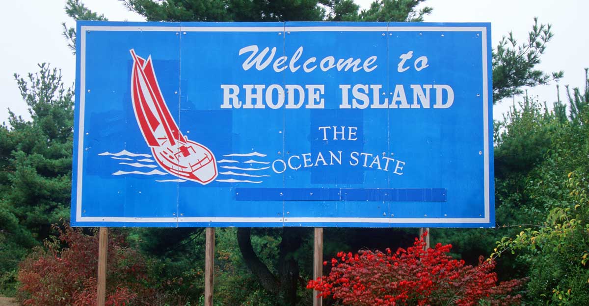 A welcome sign in Rhode Island