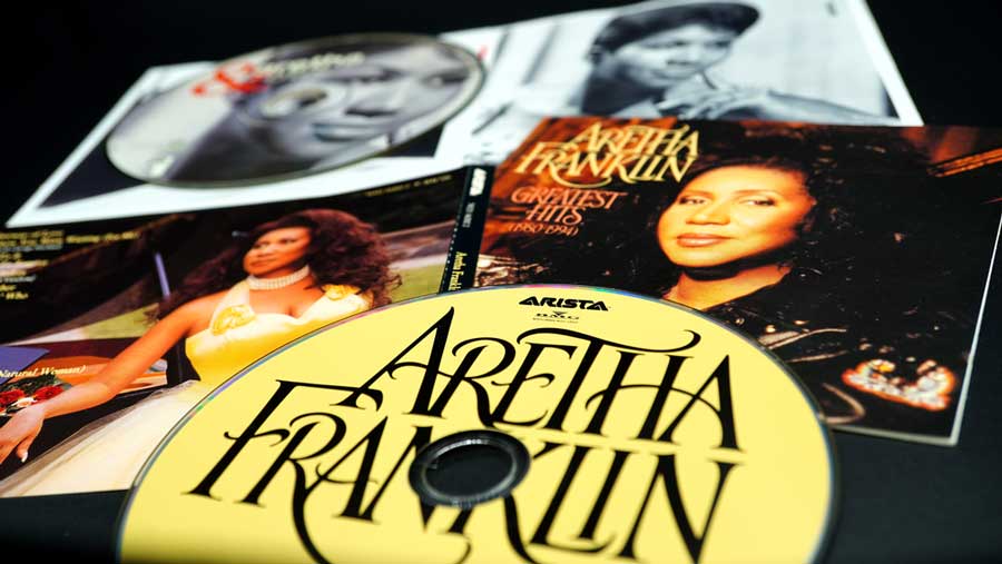 Close up view of Aretha Franklin CD