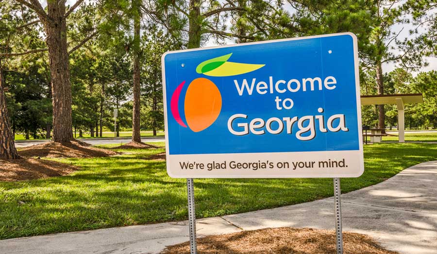 View of a welcome sign in Georgia