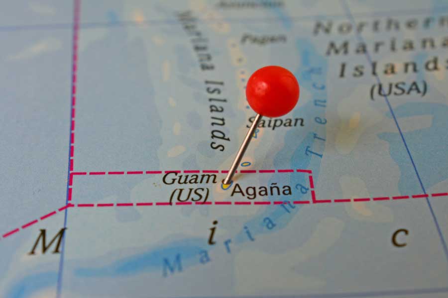 A pin on Guam at the map