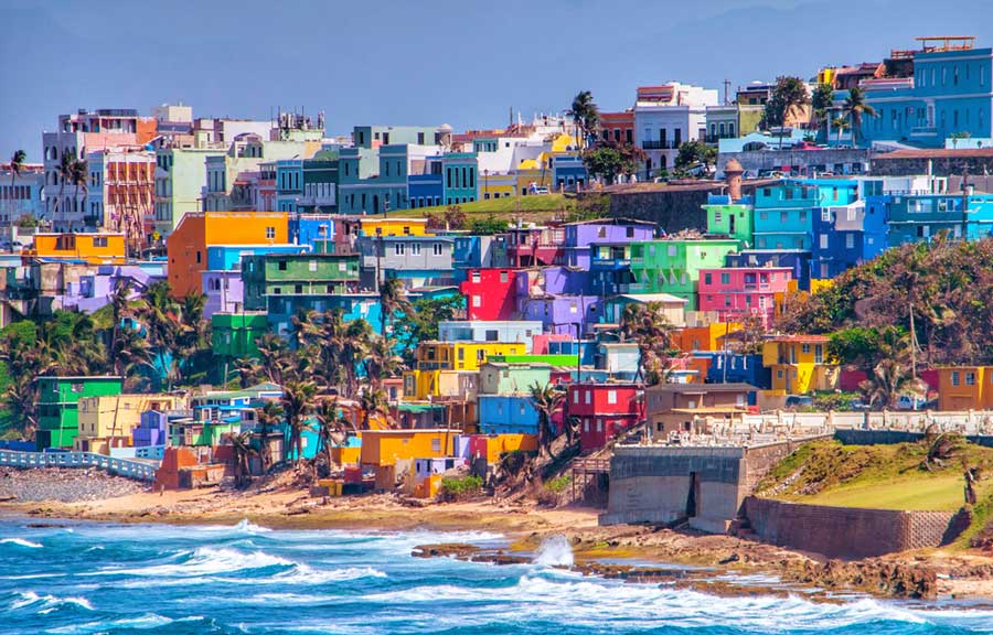 View of colorful houses in Puerto Rico