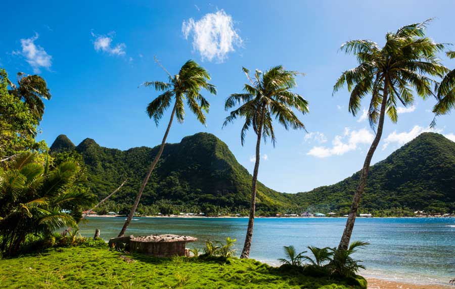 The National Park of American Samoa under the clear blue sky