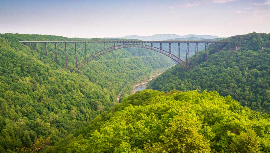 Overlooking view of the New River Gorge Bridge