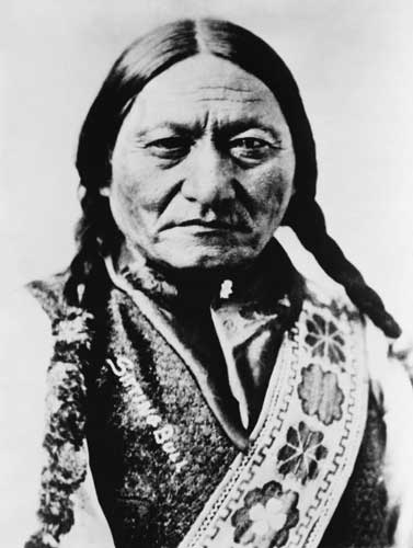 A black and white portrait of Sitting Bull of the Sioux