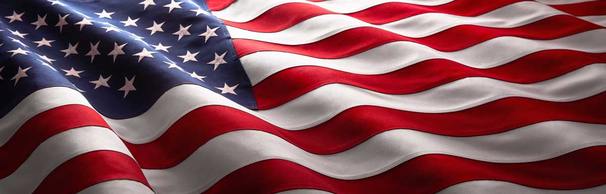 Close up view of the United States of America's flag, one of the things America is known for