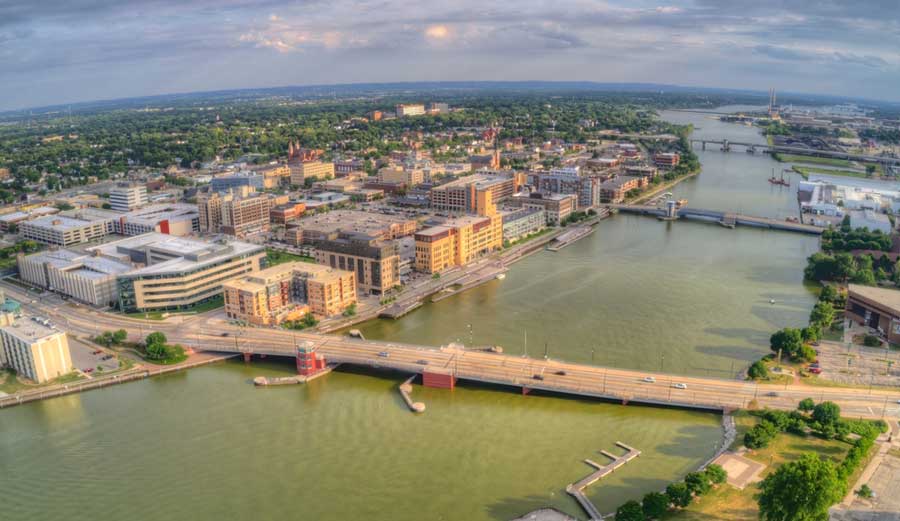 Aerial view of the city of Green Bay