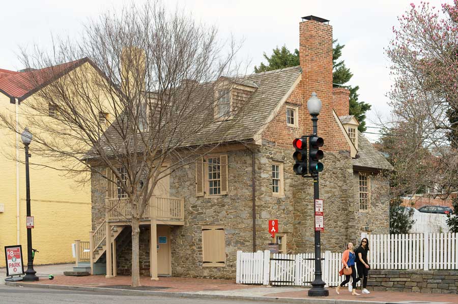 View of the Old Stone House from the outside in Washington DC
